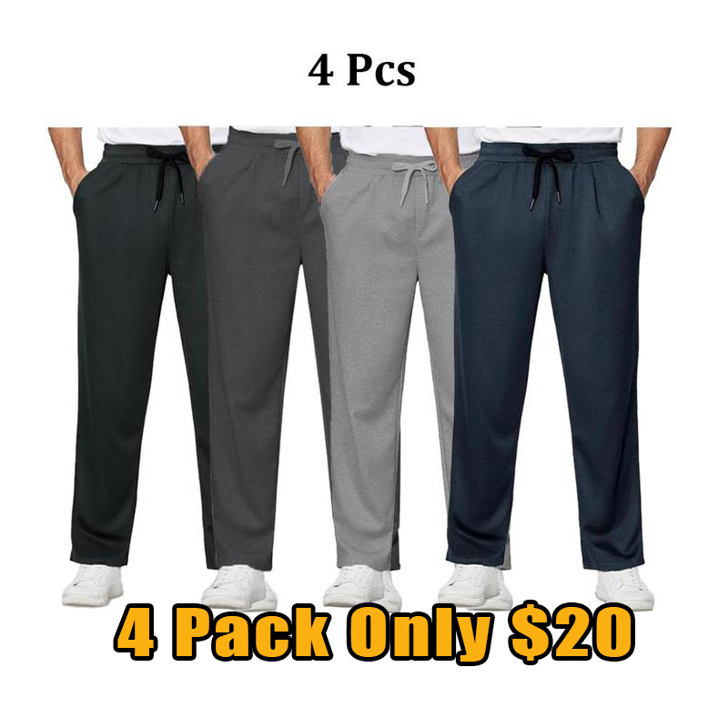Men’s Relaxed Drawstring Casual Pants Set (4-Pack)