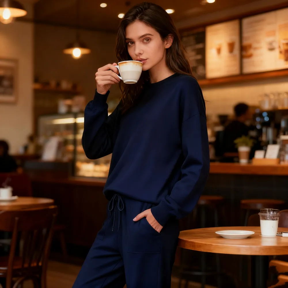 Women's Long Sleeve Knit Loungewear Jogger Set