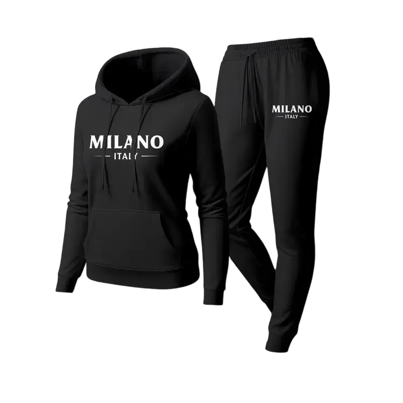 Women's Milan city print hoodie and drawstring track pants set