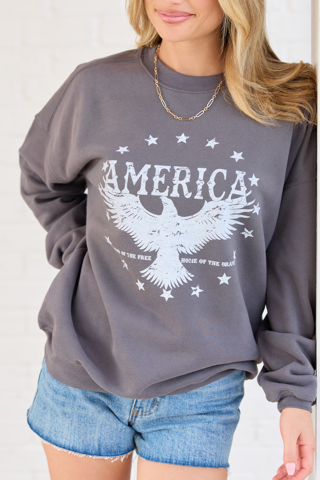 American Eagle Dark Grey Graphic Sweatshirt