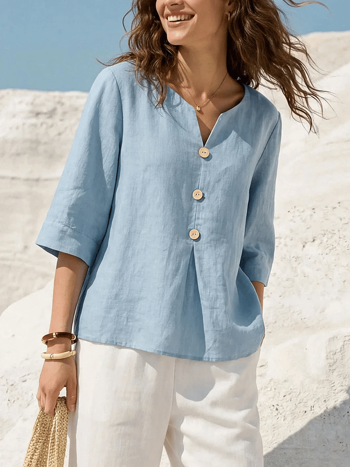 Women's Retro Solid Color Casual Shirt- Fast Shipping