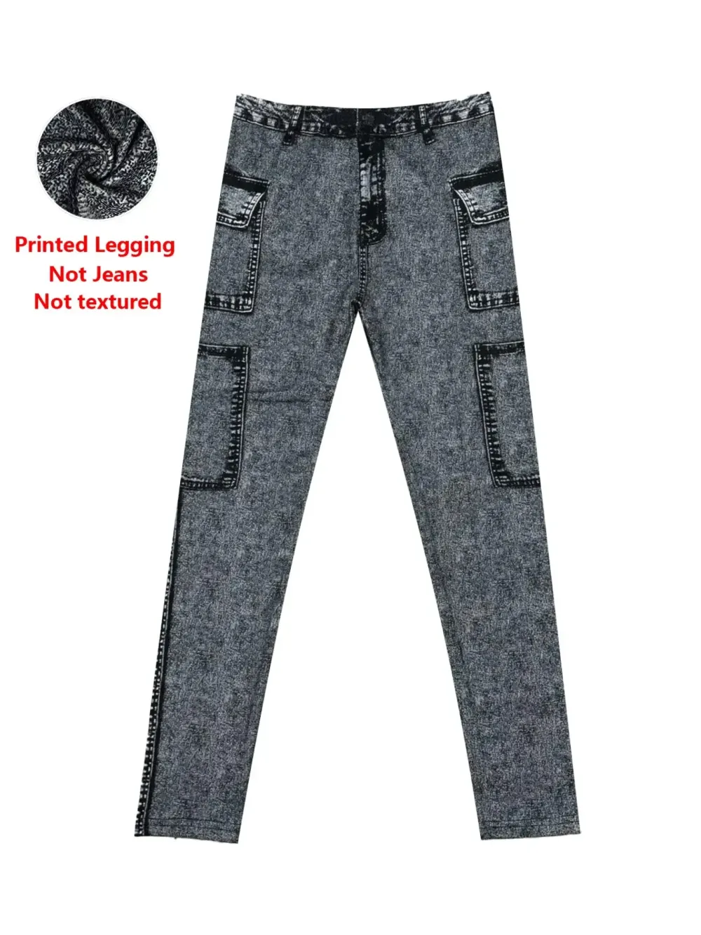 Women's Imitation Denim Skinny Pants, Denim Print Design, Stylish Comfortable Fit for Everyday Wear