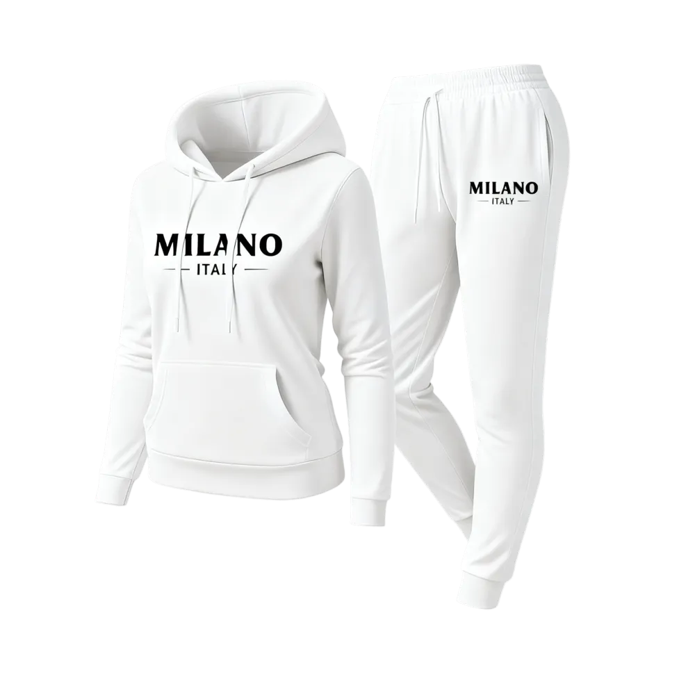 Women's Milan city print hoodie and drawstring track pants set