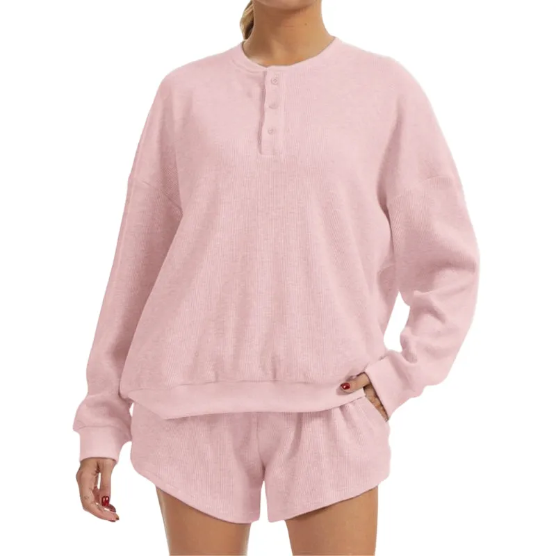 Women's Oversized Waffle Knit Lounge Set