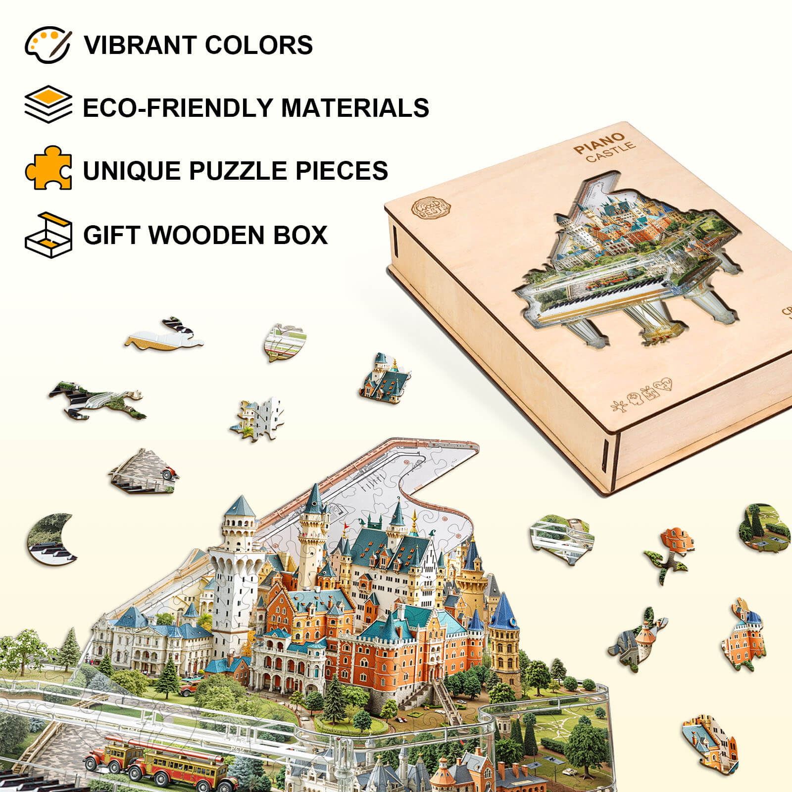 Piano Castle Wooden Jigsaw Puzzle