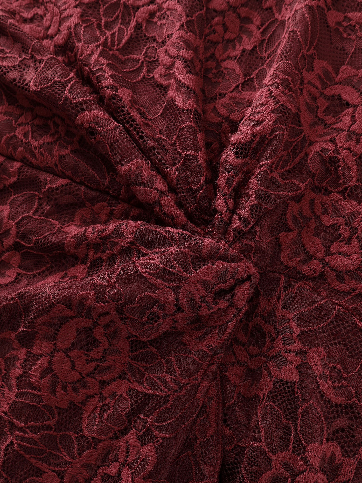 Floral Lace Ruffled Wrap Hem Midi Dress