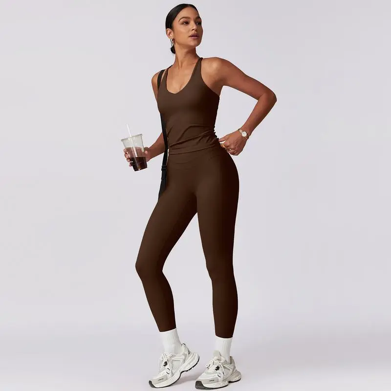 Women's Crisscross Back Tank & High-Waist Butt-Lift Leggings Set