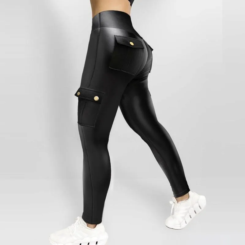 Womens Butt Lifting Leggings with Flap Pockets High