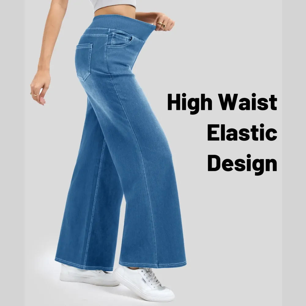 Wide Leg Stretchy Jeans for Women Loose Fit