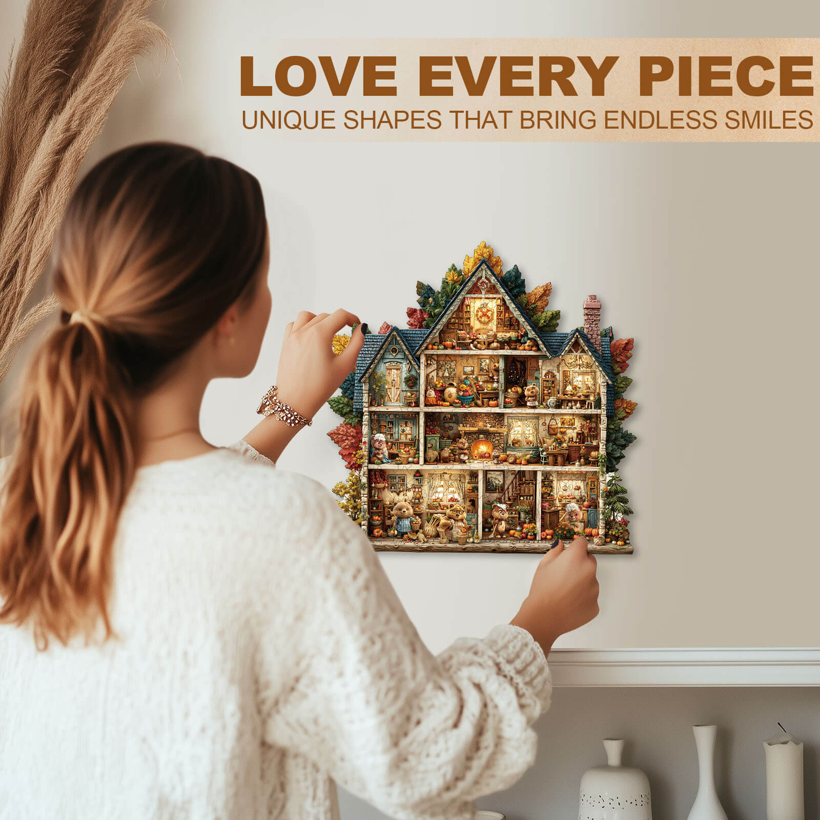 Bear's House - Thanksgiving Day Wooden Jigsaw Puzzle