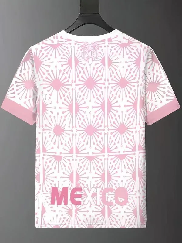 Men's Mexican Football Shirt, Eagle Round Neck Comfortable Breathable Top