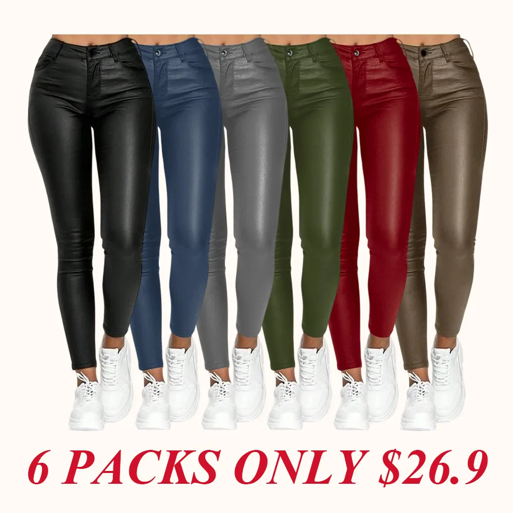Women's Street Style Solid Color High Waist Skinny Pants