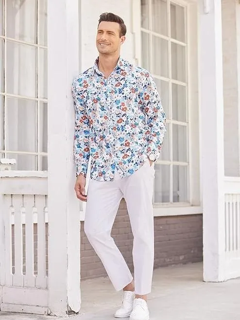 Men's Cotton Linen Pants Elastic Waist Lightweight Casual Pants Slim Fit Yoga Beach Pants