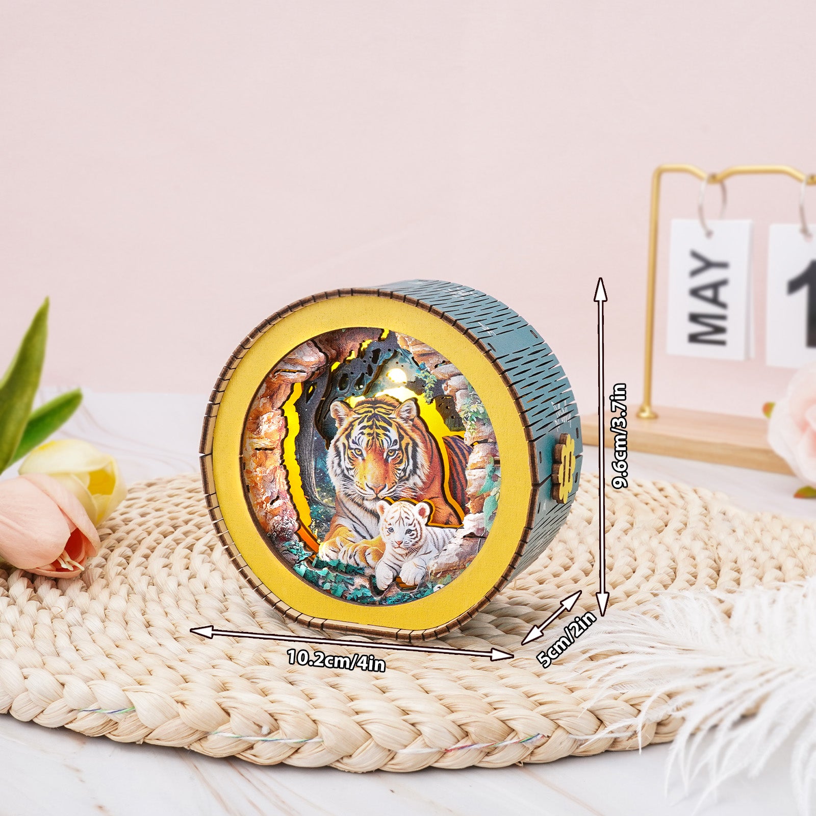 Tiger Mother And Cub In The Jungle Kit- 3D Wooden Puzzle Night Light