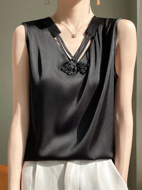 Solid Color Loose Plus Size V-neck Vest Top