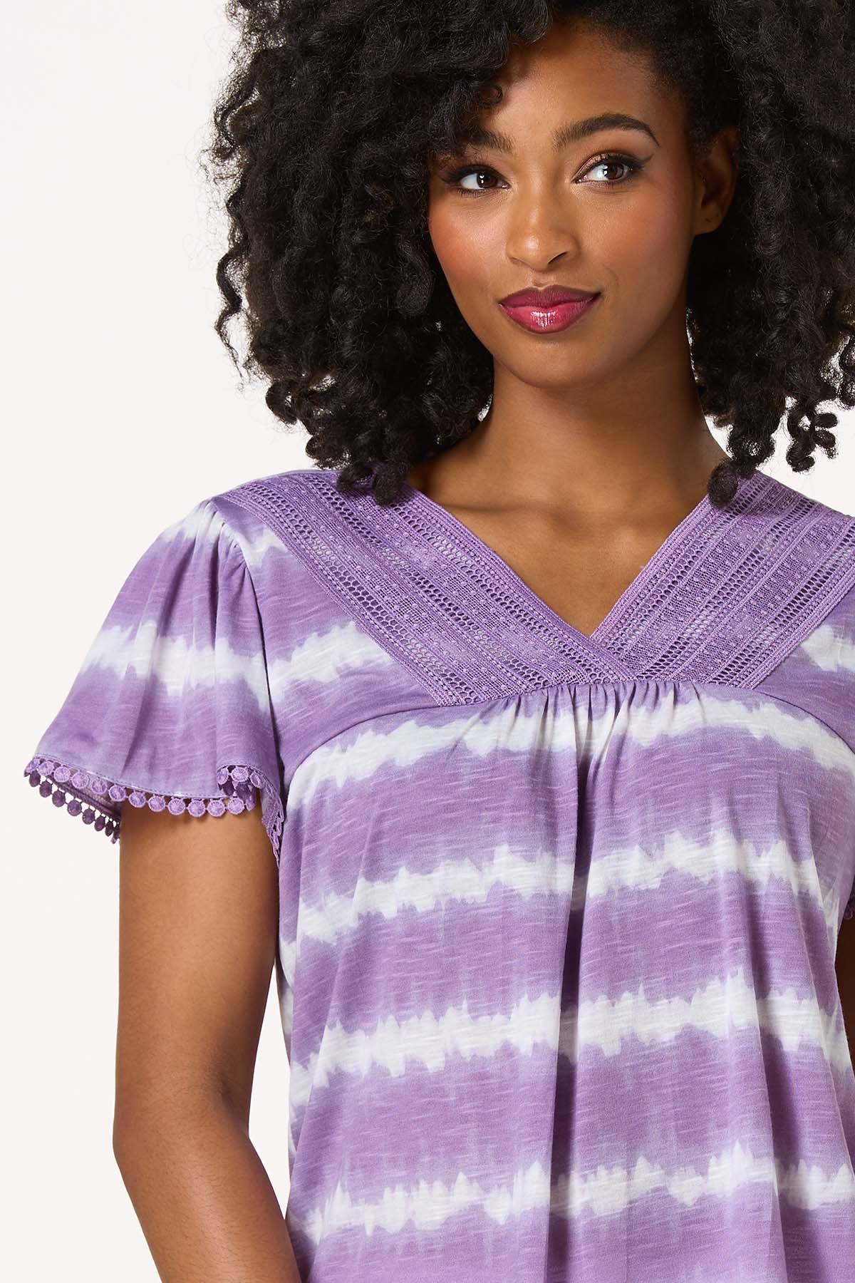 Tie Dye Crochet V- Neck Top