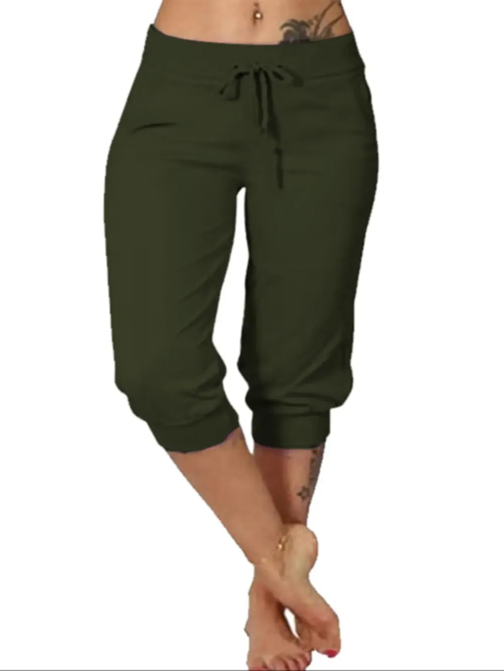 Plus Size Solid Color Capri Pants, Casual and Comfortable Capri Pants
