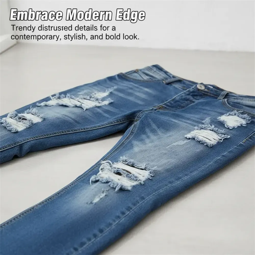 Men’S Casual Slim-Fit Denim For Streetwear Fans Suitable For Daily Wear And City Use Medium Elasticity Medium