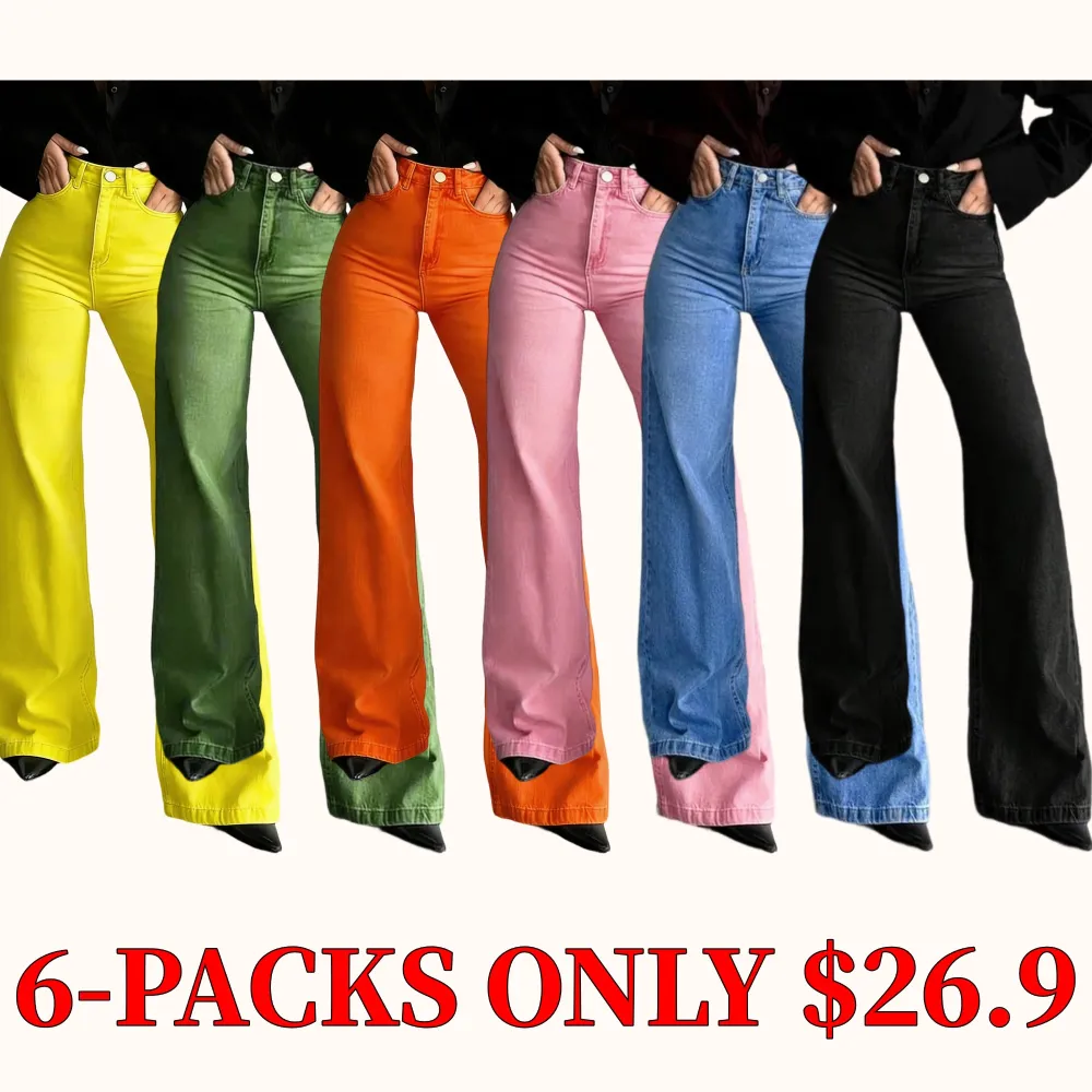 Women's wide-leg jeans, high-waisted casual jeans
