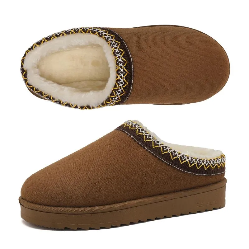 Women's Slipper Suede Leather Indoor/Outdoor Comfy Fleece Lined Short