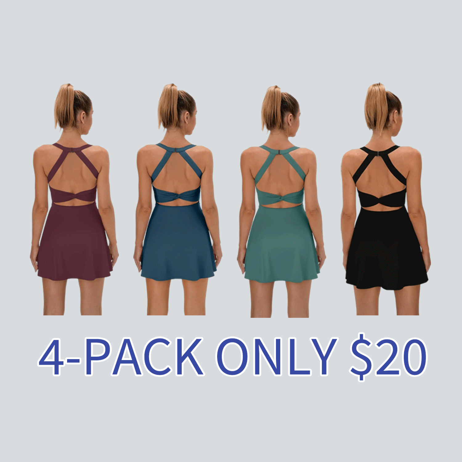 Backless Sleeveless Criss Cross Active Spring Dresses for Women