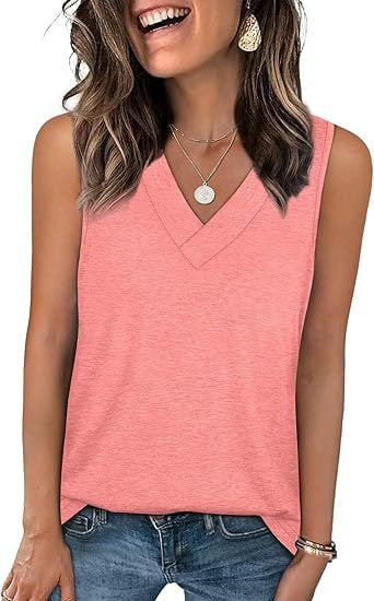 🎁✨Women's Sleeveless V-Neck Slimming Loose Fit Casual Tank Top T-Shirt