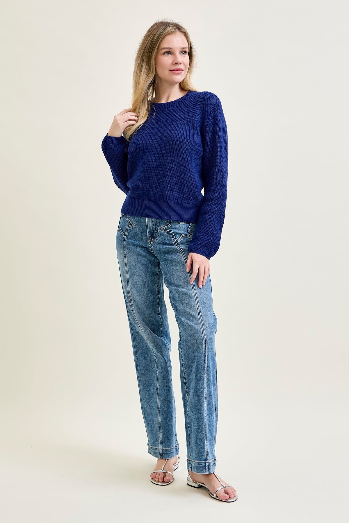 Eliza High Rise Wide Legs with Starry Flair