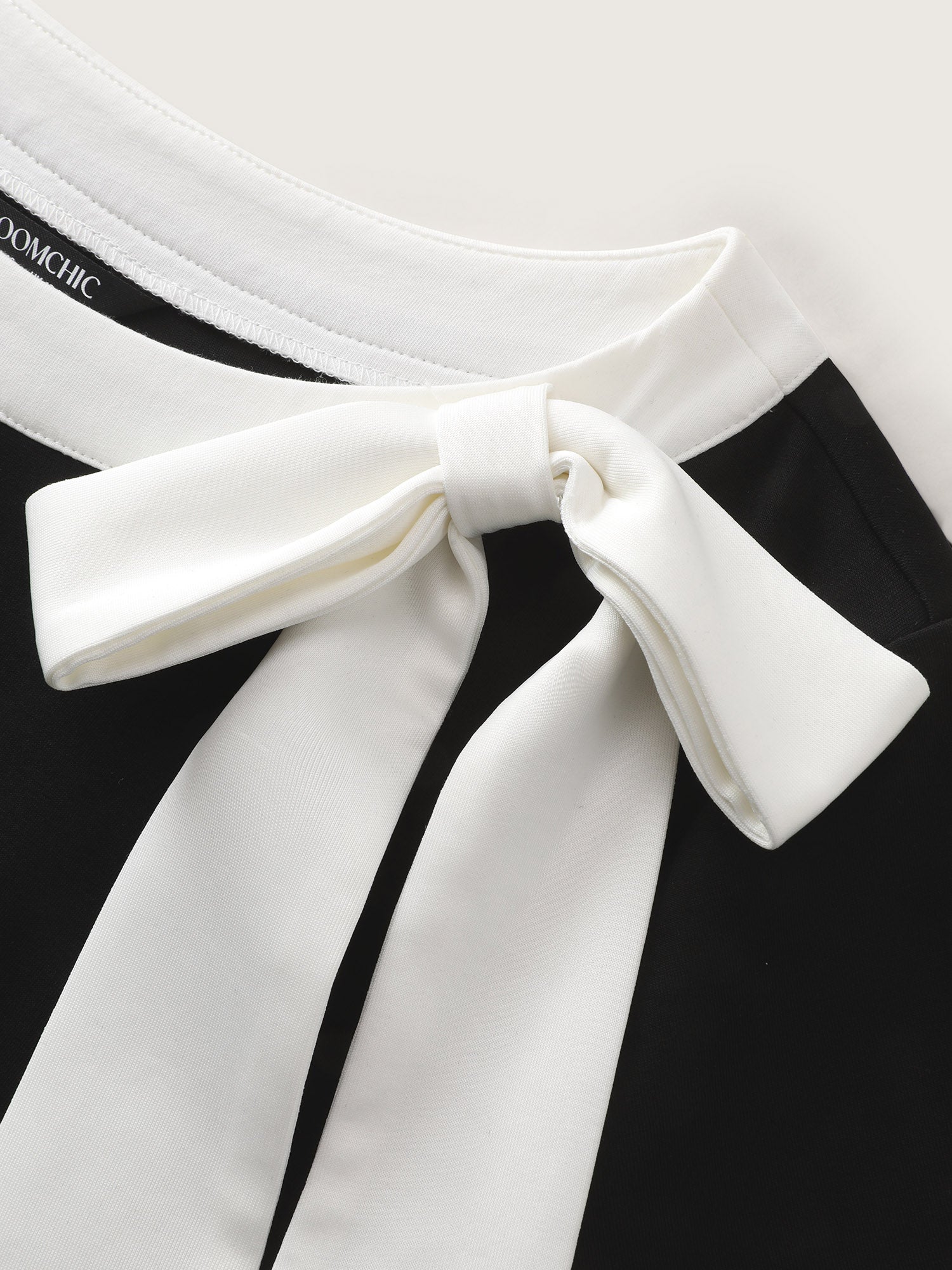 Side Bowknot Color Contrast Midi Dress