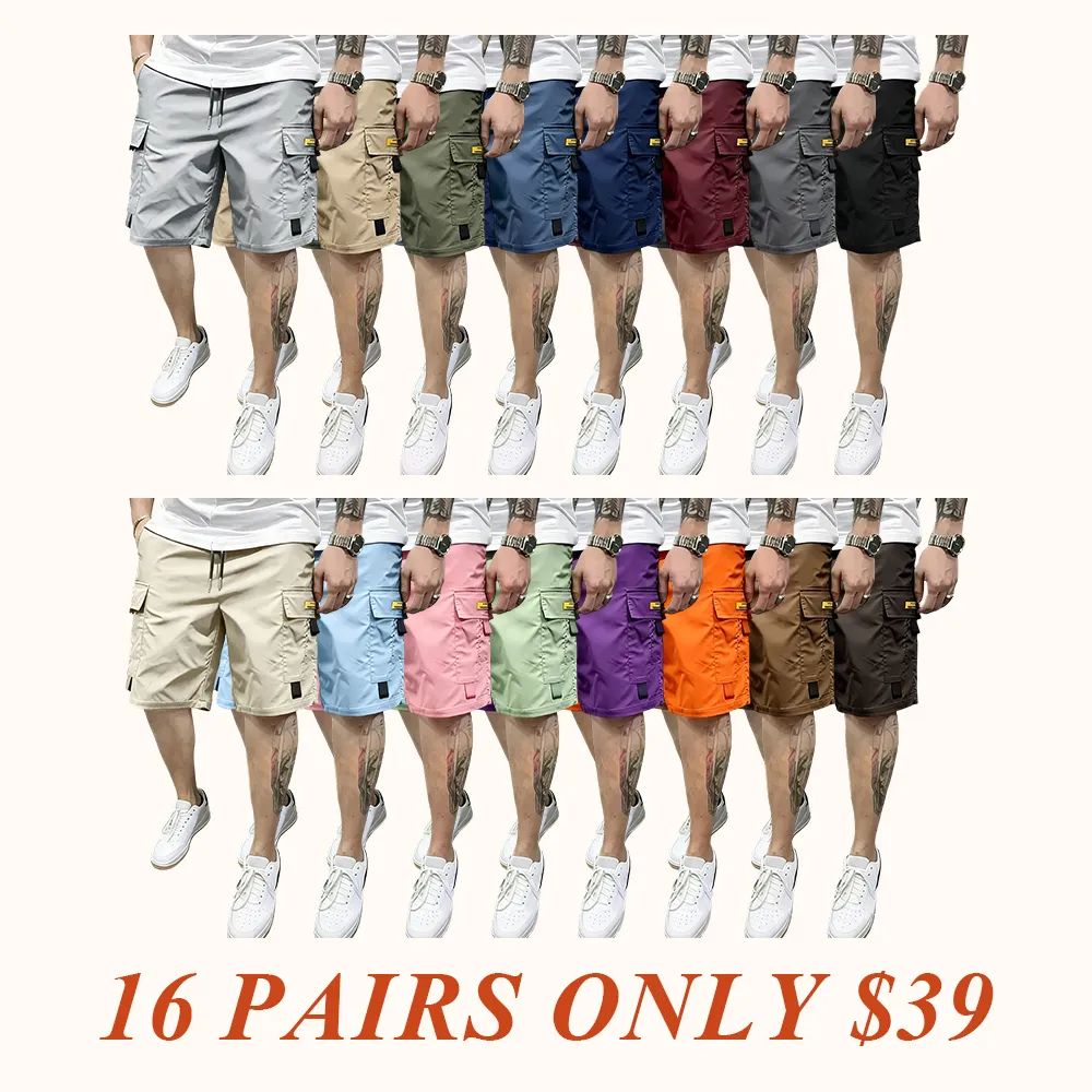 Street Style Three-Piece Set!Men's Multi-Pocket Cargo Shorts Comfortable & Stylish - Perfect for Everyday Casual & Sports Wear