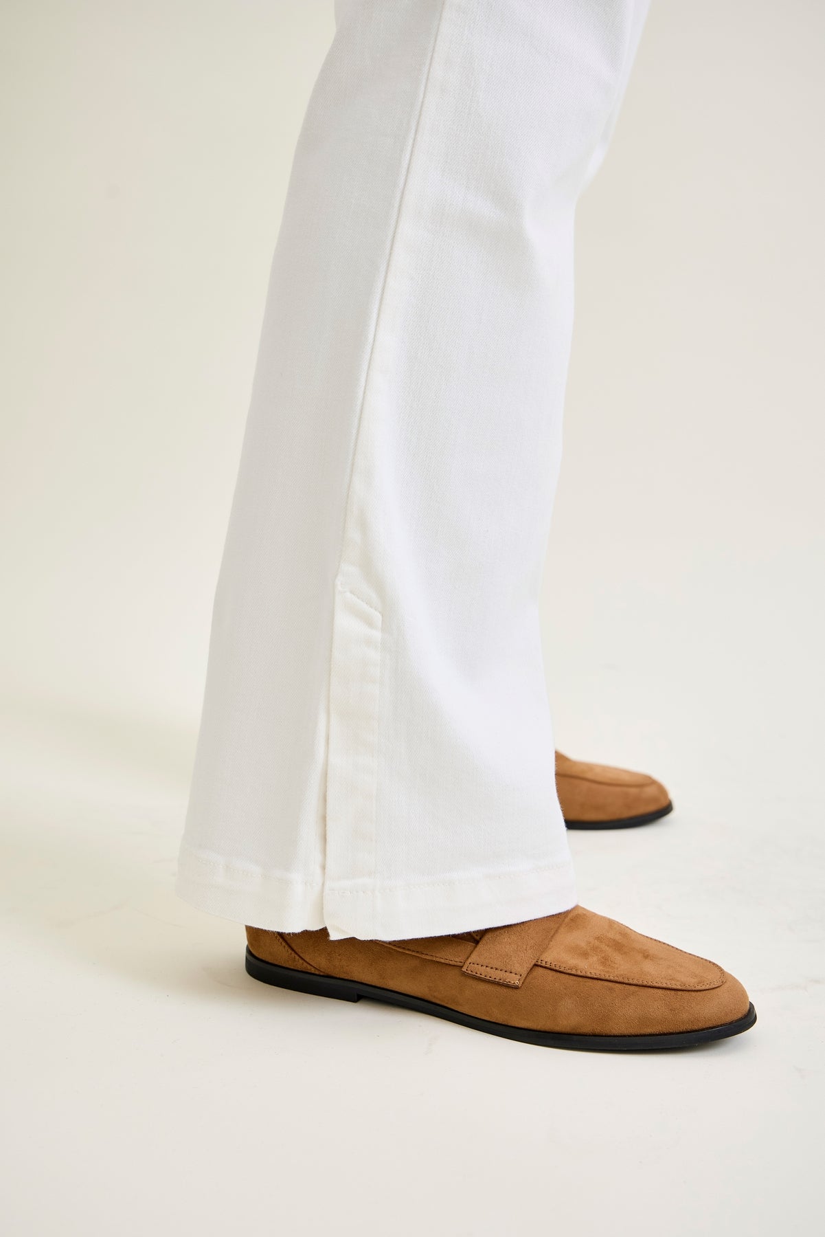 Lara White Slim Boot with Side Slit - PLUS