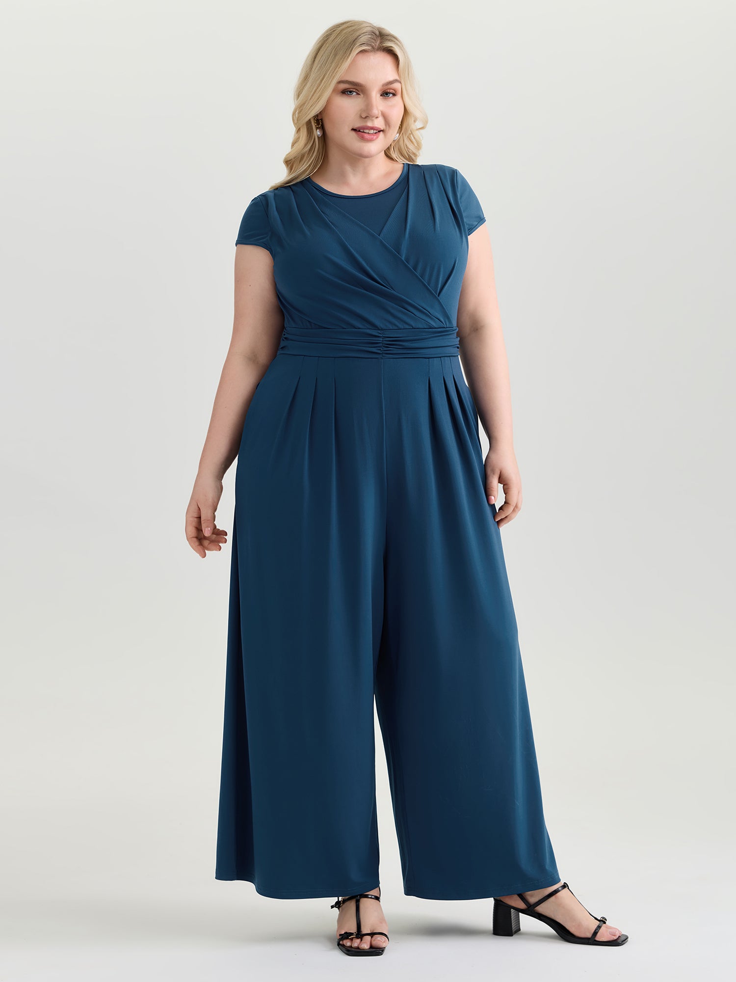 Minimalist Overlap Plain Jumpsuit
