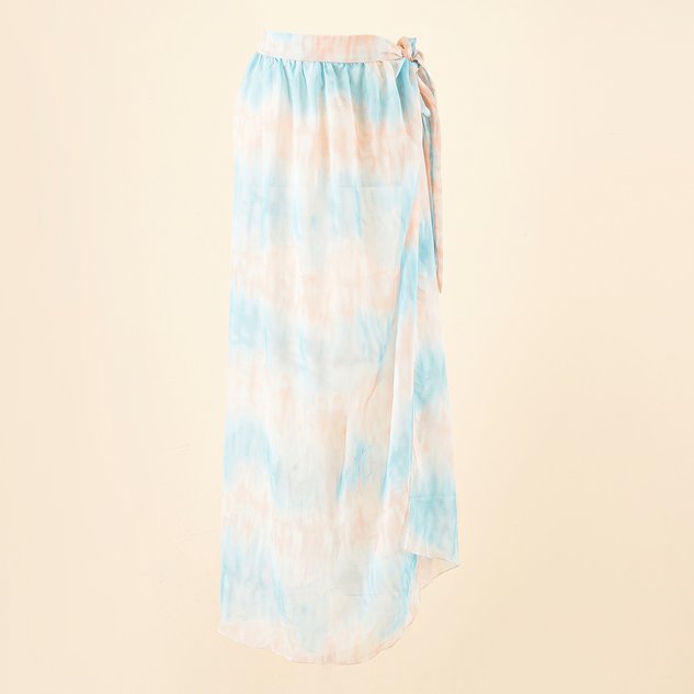 2025 new summer European and American style leopard print beach vacation chiffon print tie-dye strappy beach wrap skirt