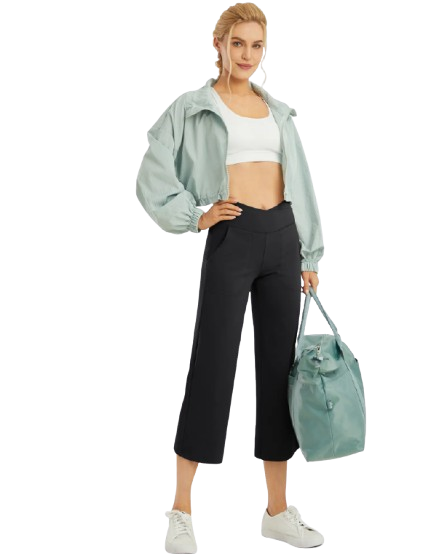 Loose High-Waist Casual Cropped Yoga Pants Shorts Women 14