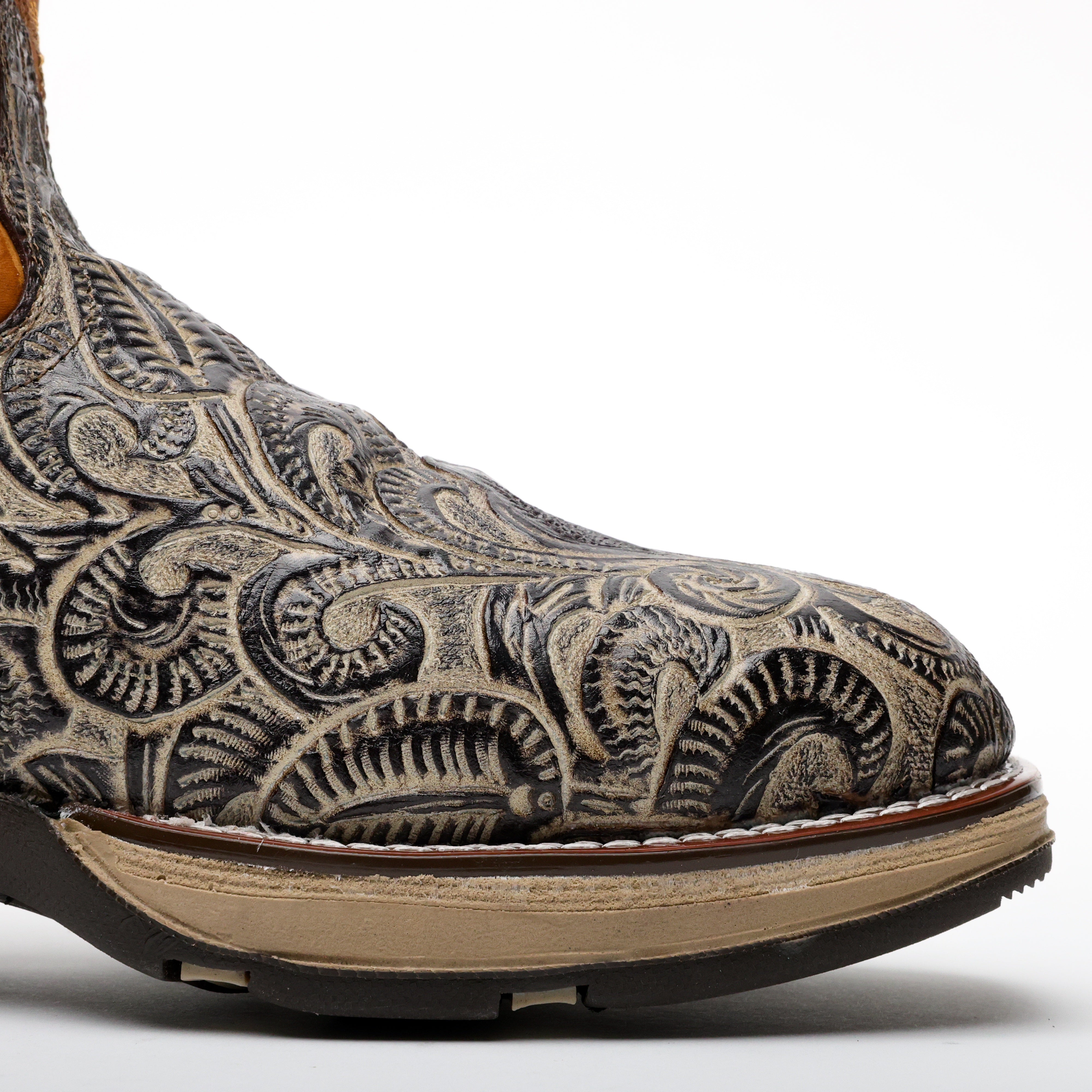 TBR Desert Hand-Tooled Leather Boots With 3D Lightweight Sole - Composite Toe