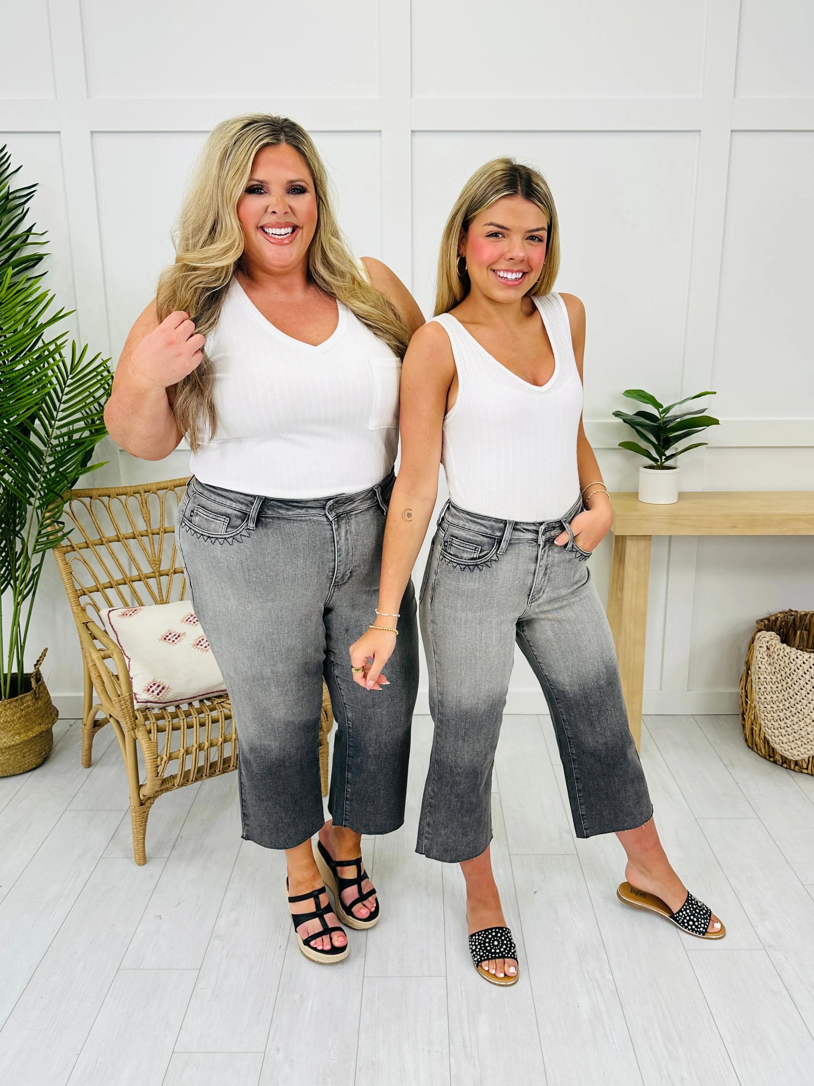 Judy Blue Pocketful of Charm Cropped Wide Leg Jeans