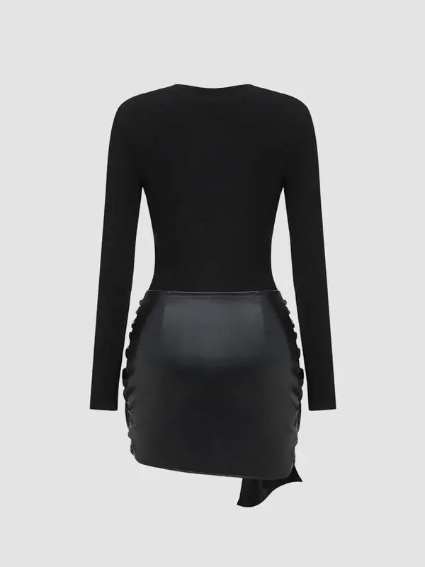 Women's Patchwork Knot Side Dress