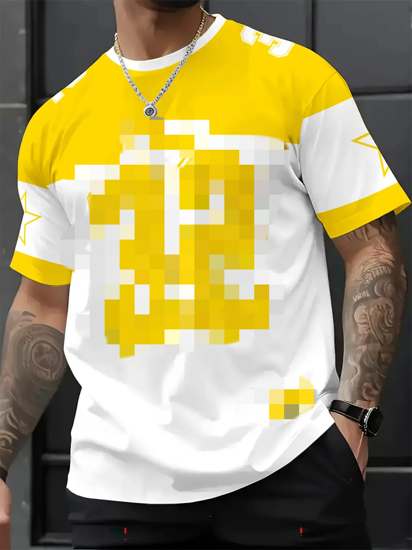 Men's Casual Round Neck Short Sleeve T-Shirt, 3D Star Number Print Football Jersey, Fitted All Seasons Sports Shirt