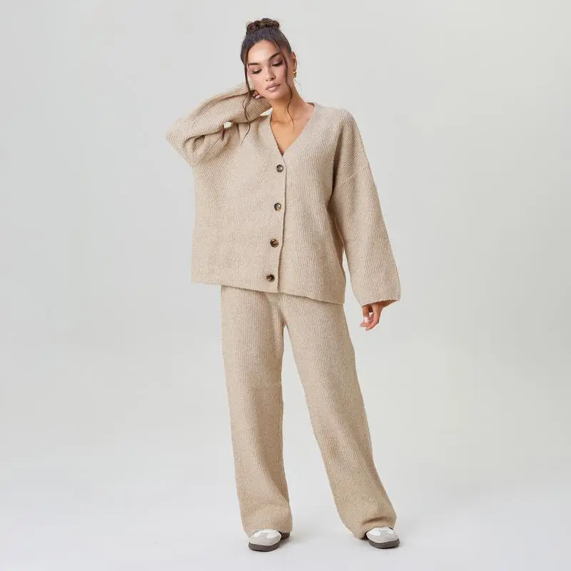 Women's Slouchy Solid Color V-Neck Button-Up Long Sleeve