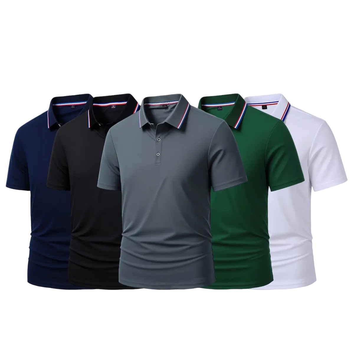 Men's Quick Dry Color Block Striped Polo Shirt