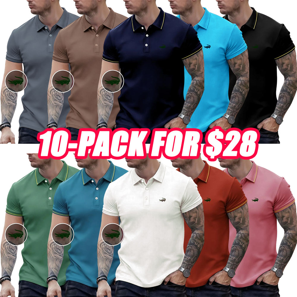 Men's Regular Fit Letter Print Contrast Trim Polo Shirt