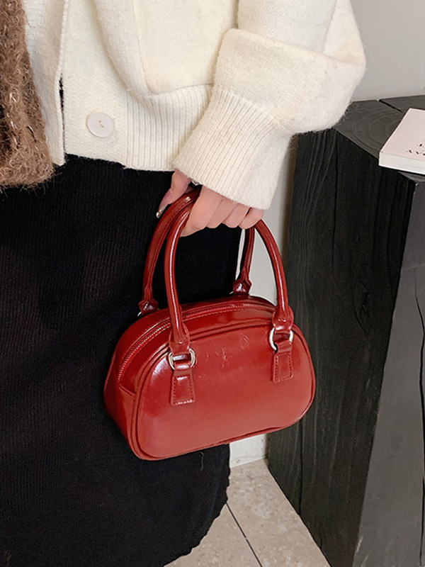 Geometric Solid Color Zipper Handbags Crossbody Bags