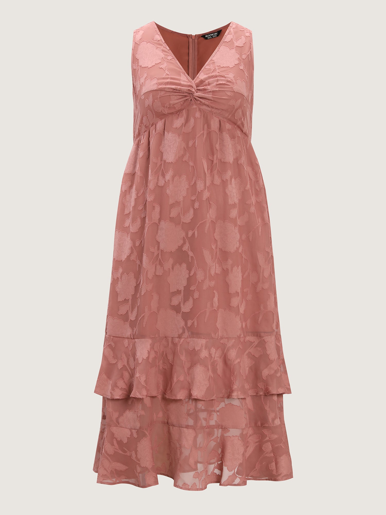Floral Charm Twist-Front Jacquard Maxi Dress