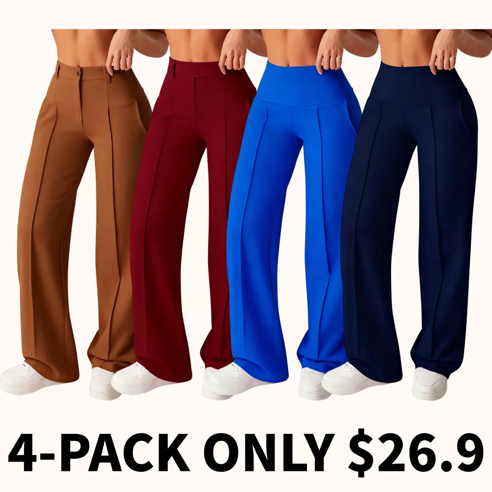 Women's solid color loose straight leg pants