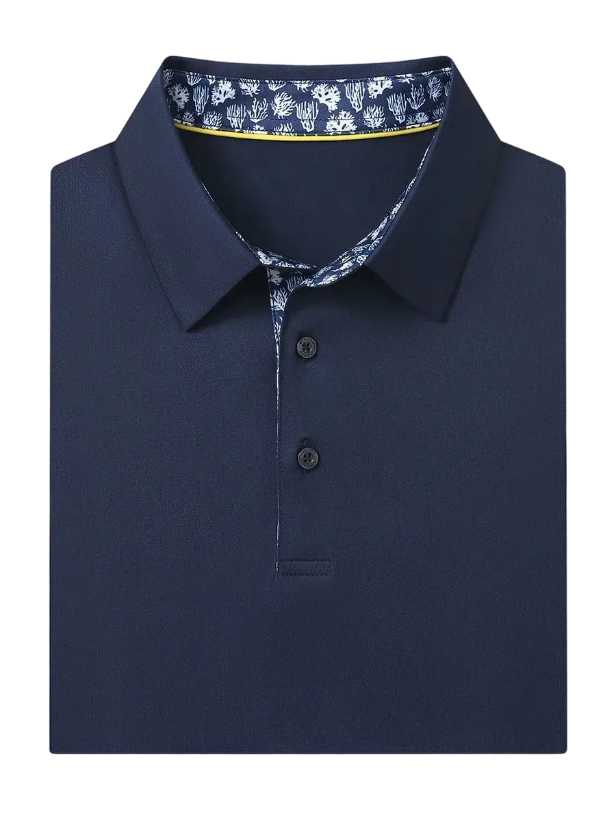 Men'S Designed Collared Solid Performance Polo