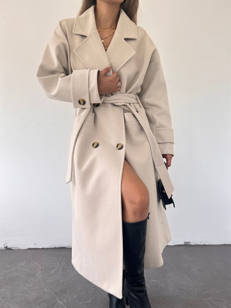 Womens Trench Belted Buttoned Coat