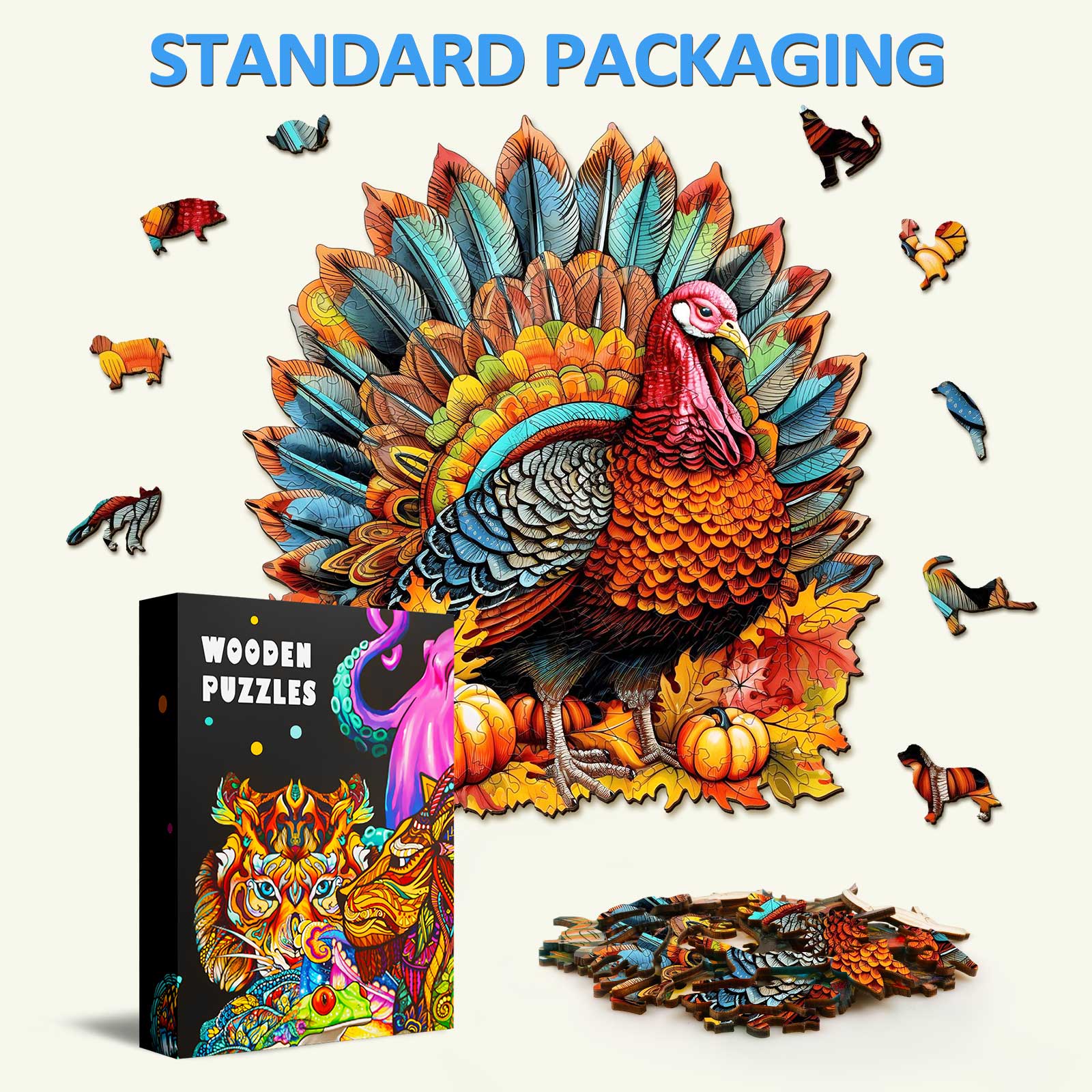 Colorful Turkey Wooden Jigsaw Puzzle