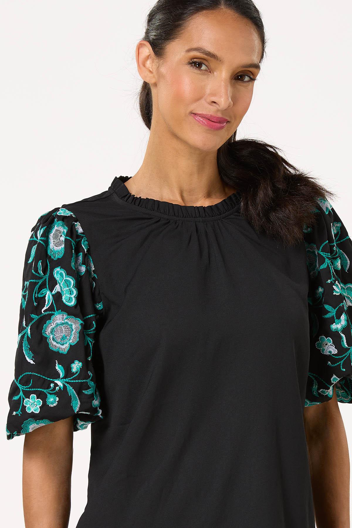 Floral Embroidered Puff Sleeve Top