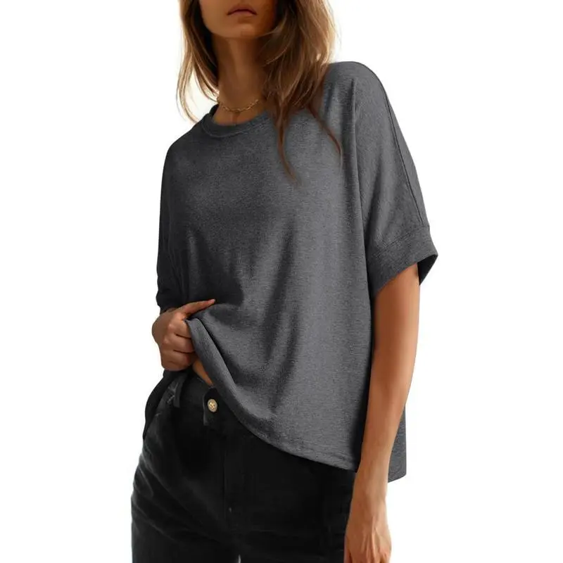 Women's Tops for Women 2026 Loose Oversized Basic Tee Comfortable Soft Fabric Flattering Fit - Womenswear