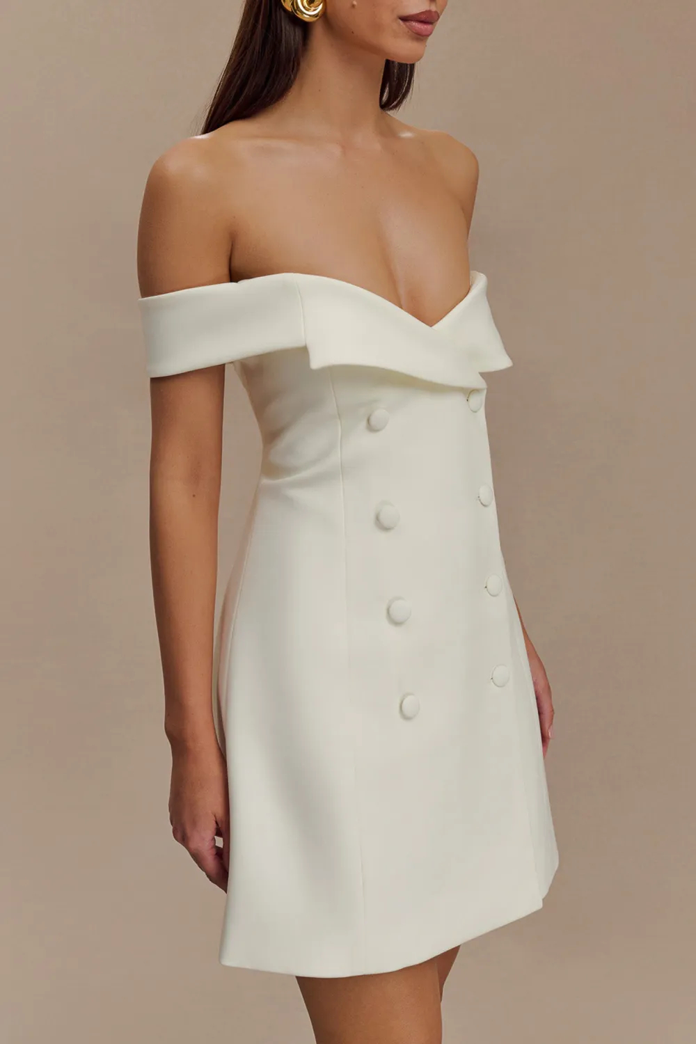 Off Shoulder Suiting Mini Dress