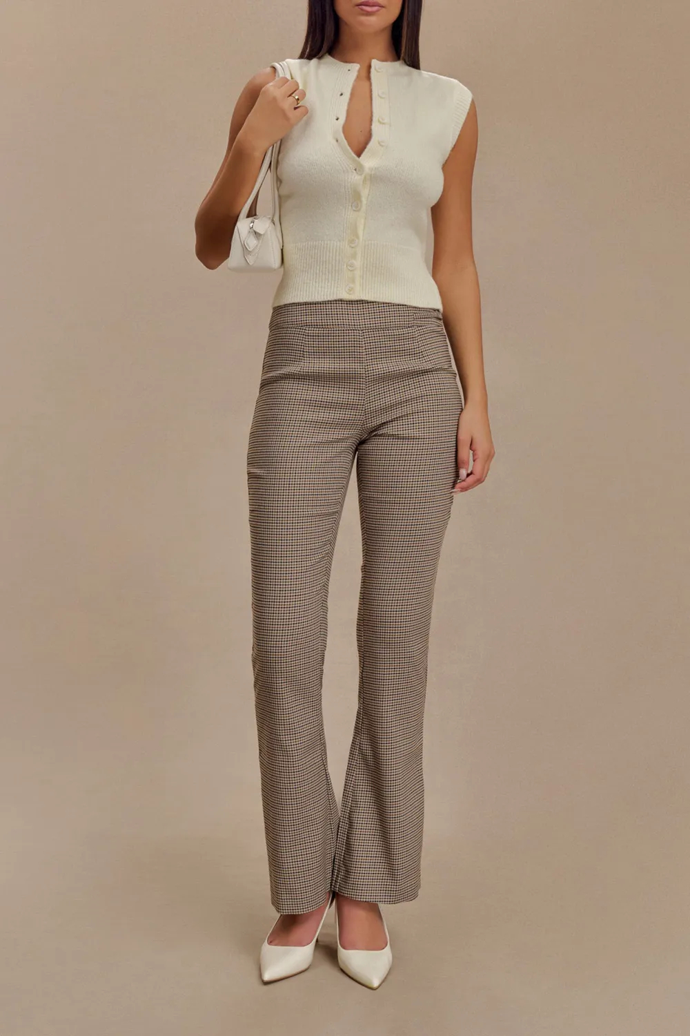 Mid Rise Buckle Straight Leg Pant